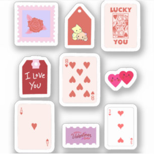 Cupid Rosa Kärlek Cards & Hearearts Klistermärken