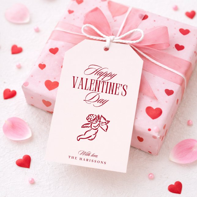 Cupid, Rosa Presentkort till Alla hjärtans dag Presentetikett (Skapare uppladdad)