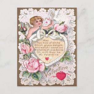 Cupid Rosor Ro Dove Heart Arme Vykort