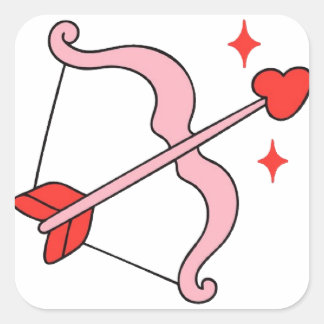 Cupid’s Bow and Arrow of Love – Cute Valentine Ill Fyrkantigt Klistermärke