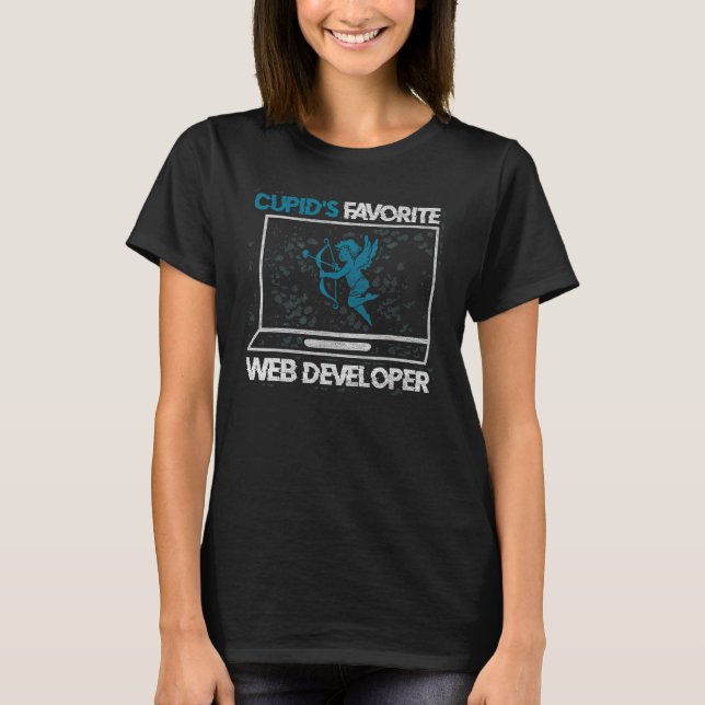 Cupid s Favorite Webben Developer Romantik Couple  T Shirt (Framsida)