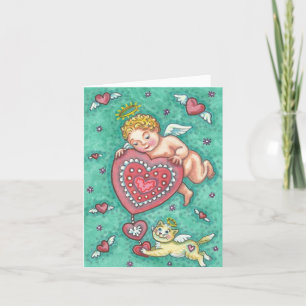CUPID:S HEART VALENTINE NOTE-KORT Anpassa Helgkort