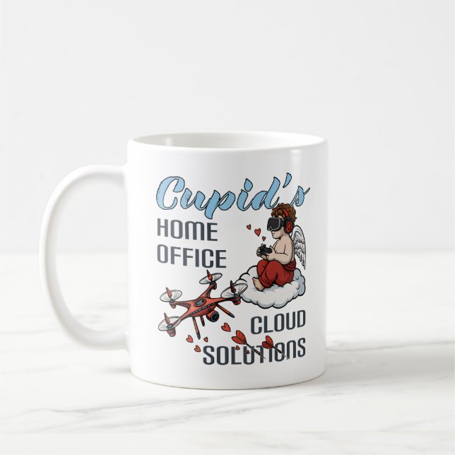 Cupid’s Home Office, Drone Valentine’s Day Kaffemugg (Vänster)