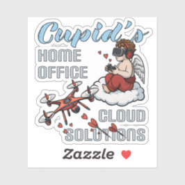 Cupid’s Home Office, Drone Valentine’s Day Klistermärken