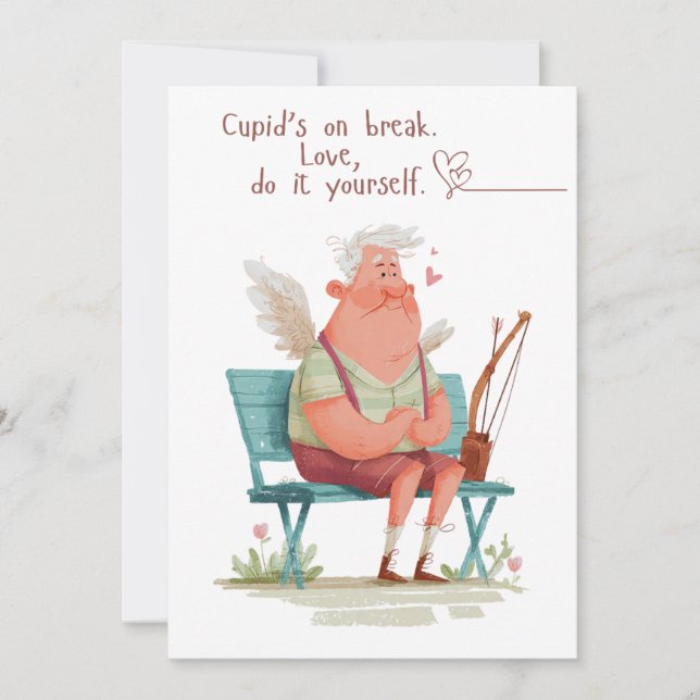 Cupid’s on break. Love, do it yourself. Julkort (Framsida)