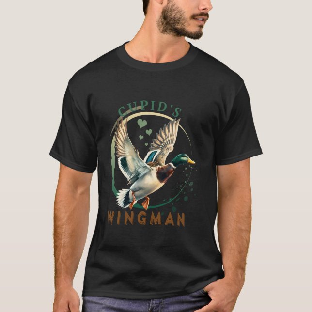Cupid s Wingman Valentine Day Anka Hunting Long T Shirt (Framsida)