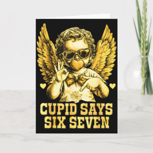 Cupid säger sex sju rolig valentin 67 meme män W Kort