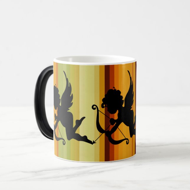Cupid Silhouette Angel med hjärtdesign Magisk Mugg (Framsida vänster)