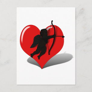 Cupid Silhouette och Heart Vykort