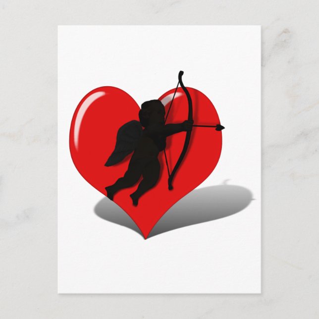 Cupid Silhouette och Heart Vykort (Framsida)