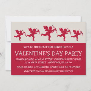 Cupid Silhouette Valetins dag (Mörk Red) Inbjudningar