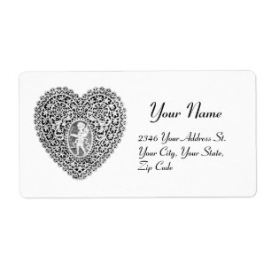 CUPID SNÖRE HEART, Black and White Fraktsedel