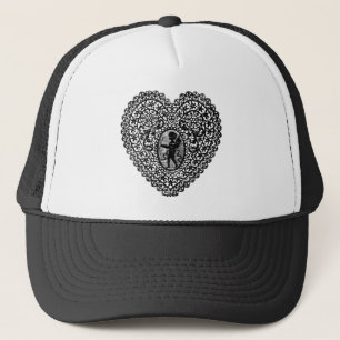 CUPID SNÖRE HEART, Black and White Truckerkeps