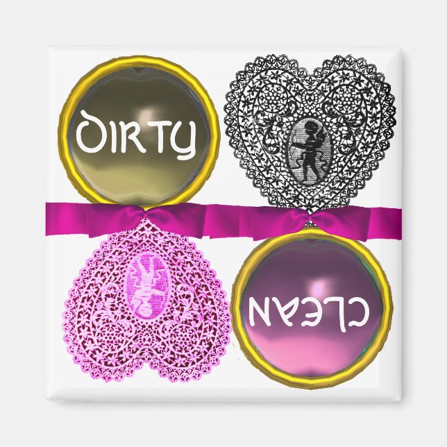 CUPID SNÖRE HEART DIRTY CLEAN DISHWASHER MAGNET (Framsidan)