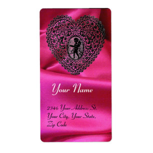 CUPID SNÖRE HEART,FUCHSIA SILKE TRASA rosa svart Fraktsedel