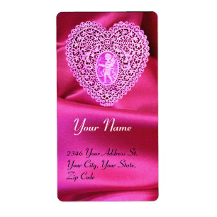 CUPID SNÖRE HEART,FUCHSIA SILKE TRASA rosa violett Fraktsedel