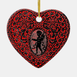 CUPID SNÖRE HEART JULGRANSPRYDNAD KERAMIK