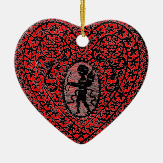 CUPID SNÖRE HEART JULGRANSPRYDNAD KERAMIK (Framsidan)