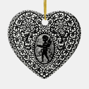 CUPID SNÖRE HEART JULGRANSPRYDNAD KERAMIK