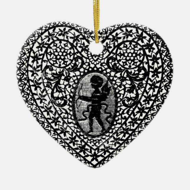 CUPID SNÖRE HEART JULGRANSPRYDNAD KERAMIK (Framsidan)