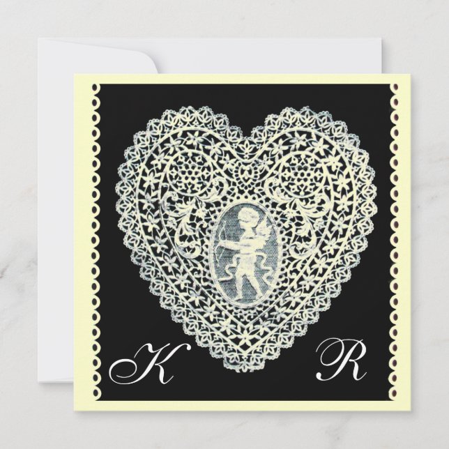 CUPID SNÖRE HEART MONOGRAM, guld metallisk papper Meddelande (Framsida)