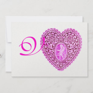 CUPID SNÖRE HEART MONOGRAM, rödfuchsia ice Meddelande