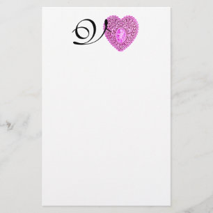 CUPID SNÖRE HEART MONOGRAM, rosa fuchsia Brevpapper