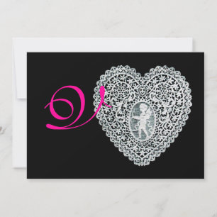 CUPID SNÖRE HEART MONOGRAM,rosa fuchsia Meddelande