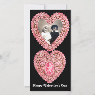 CUPID SNÖRE HEART, rosa Red black Julkort