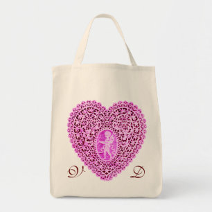CUPID SNÖRE HEART ROSA VIOLET MONOGRAM TYGKASSE