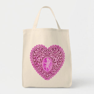 CUPID SNÖRE HEART ROSA VIOLET TYGKASSE