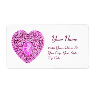 CUPID SNÖRE HEART,rosa violett vit Fraktsedel