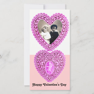 CUPID SNÖRE HEART, Rosa White Julkort