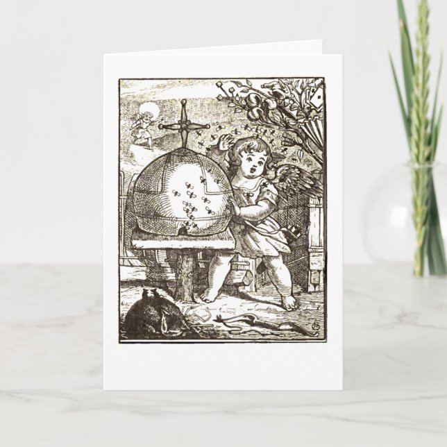 Cupid som anfallas av bin helgkort (Framsida)