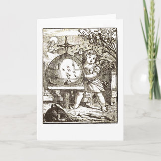 Cupid som anfallas av bin helgkort