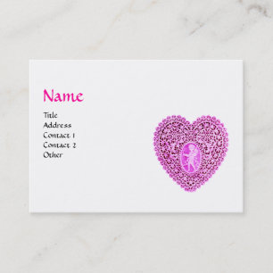 CUPID SPETS HJÄRTA MONOGRAM ,rosa, fuchsia Visitkort