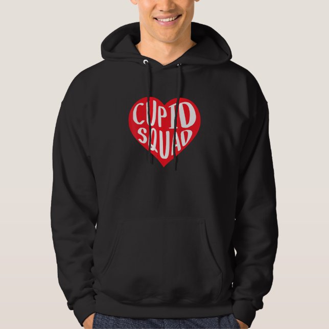 Cupid Squad Heart Funny Best friend Group Valentin Hoodie (Framsida)