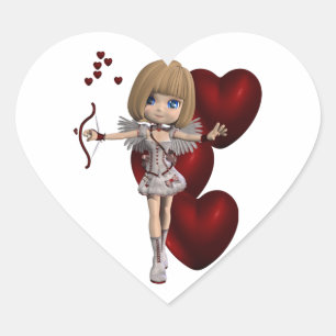 Cupid Stickers Hjärtformat Klistermärke