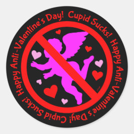Cupid Sucks Lycklig Anti alla hjärtans dag dagen Runt Klistermärke