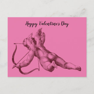 Cupid the Angel in Rosa Valentine Day Card Vykort