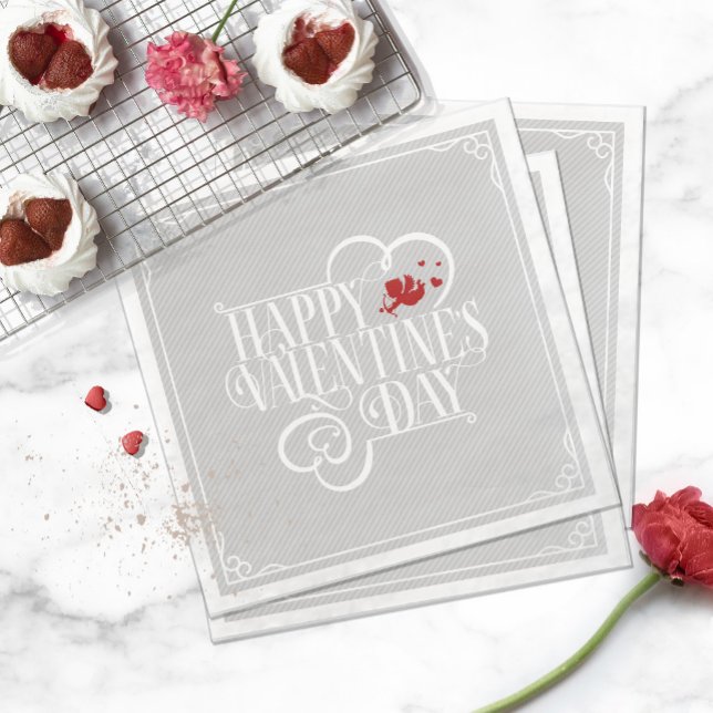 Cupid Typography Valentines Day White ID736 Pappersservett (Skapare uppladdad)