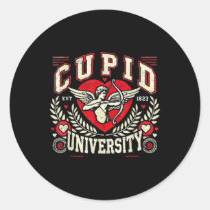 Cupid Universiteten Vintage Valentine Theme Runt Klistermärke