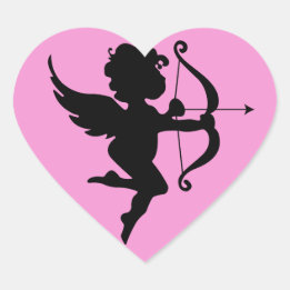 Cupid Valentine Sticker Hjärtformat Klistermärke