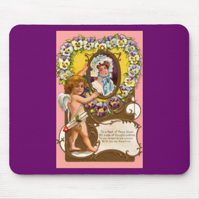 Cupid Vintage Valentines Mousepad Musmatta (Framsidan)