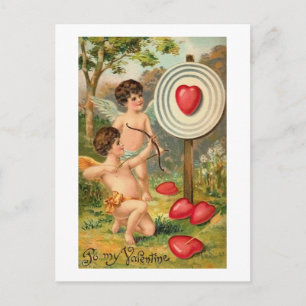 Cupidbåge och hjärtpil vykort