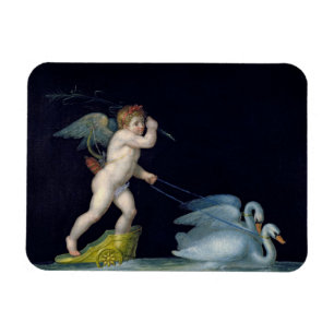 Cupiden som den är, ledde vid en para av svanar magnet