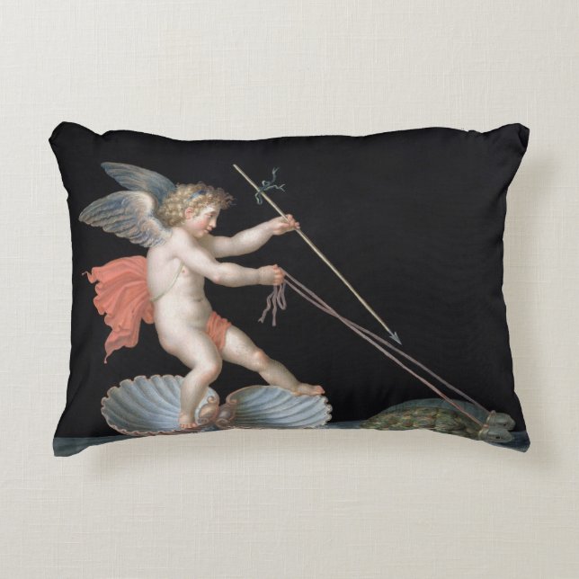Cupiden som den är, ledde vid sköldpaddor (olja på prydnadskudde (Framsidan)