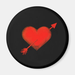 Cupid's Arrow Red on Black Button Magnet