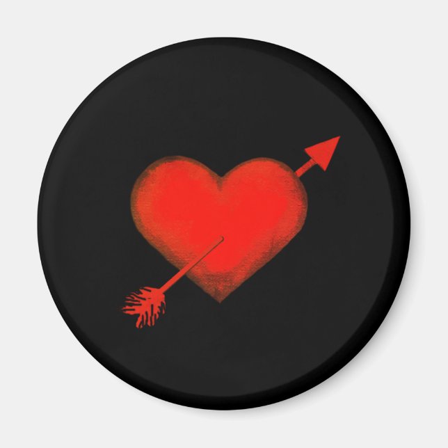 Cupid's Arrow Red on Black Button Magnet (Framsidan)