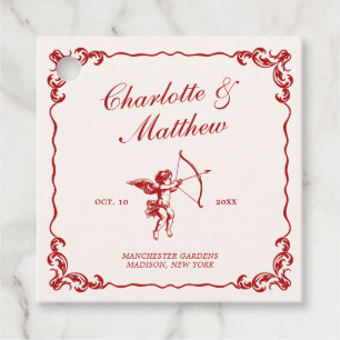 Cupids Arrow Red Vintage bröllop Gåvor Etiketter